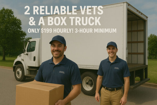 2 RELIABLE VETS & A BOX TRUCK – ONLY $199 HOURLY! 3-HOUR MINIMUM