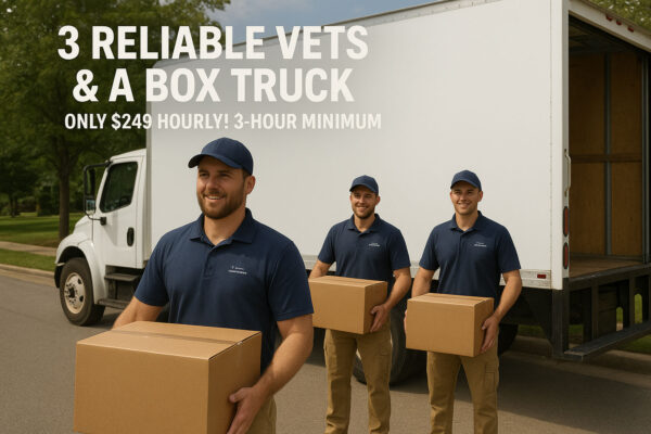3 RELIABLE VETS & A BOX TRUCK – ONLY $249 HOURLY! 3-HOUR MINIMUM