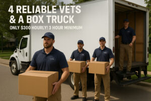 4 RELIABLE VETS & A BOX TRUCK – ONLY $300 HOURLY! 3-HOUR MINIMUM ($900)